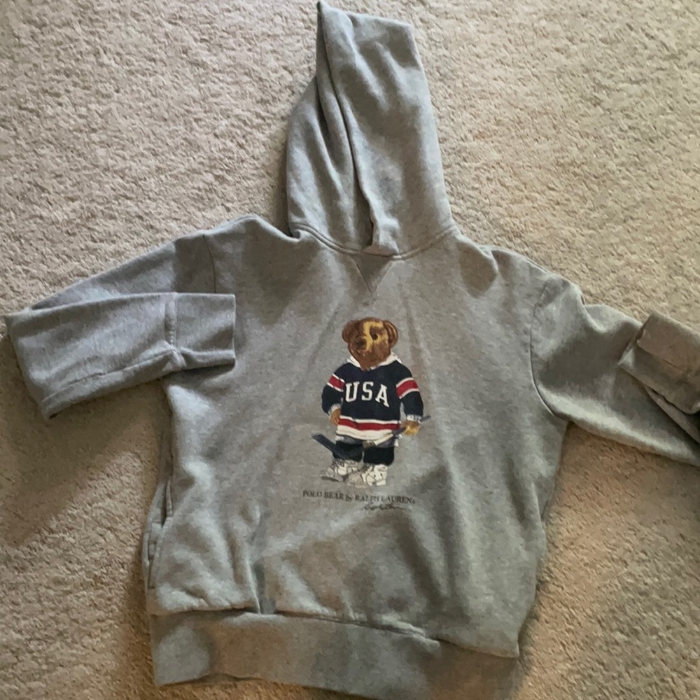 Polo bear hoodie size small no drawstrings